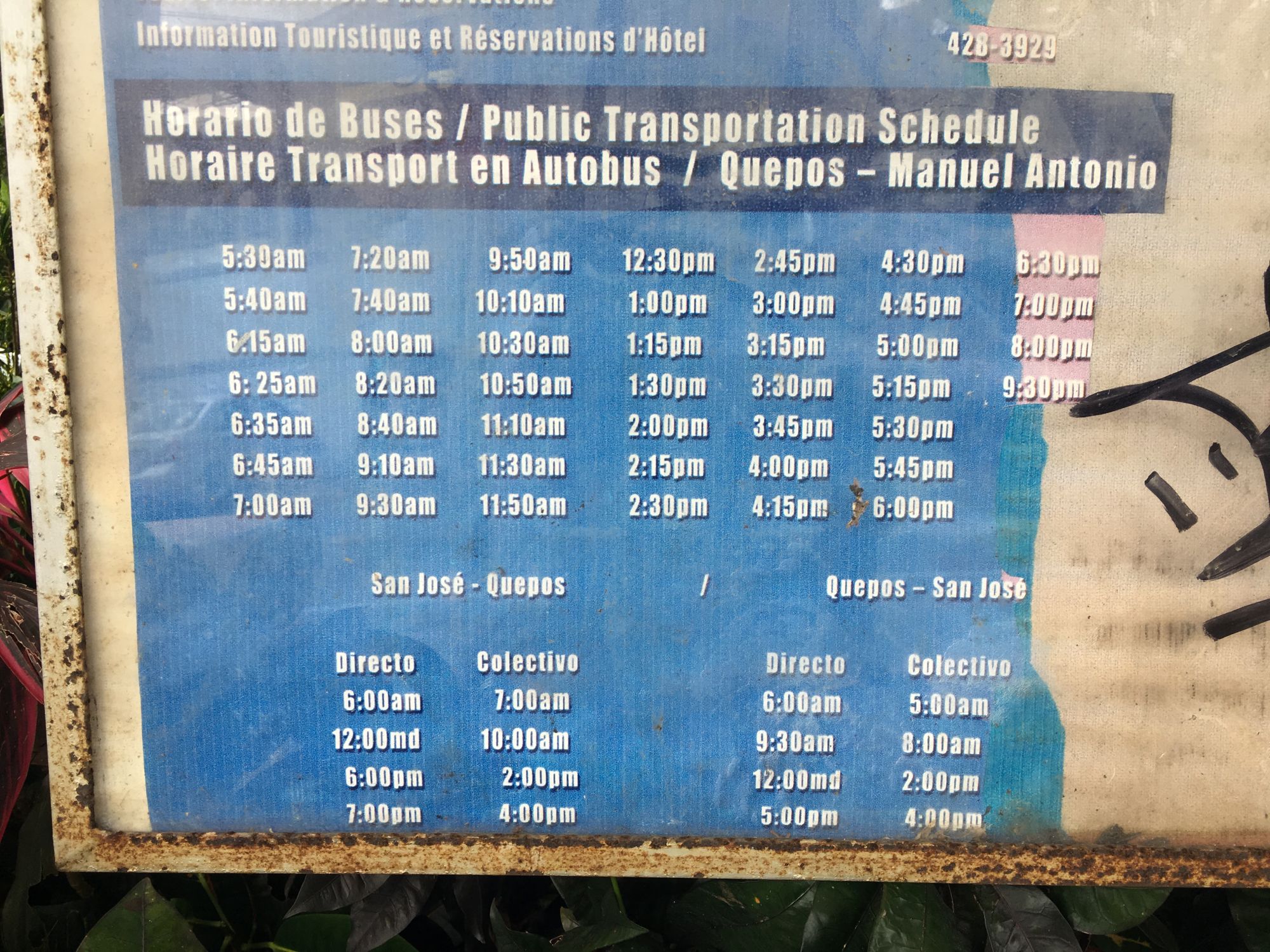 Public Bus between Quepos and Manuel Antonio